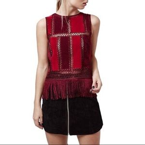 Topshop Fringe and Suede Top